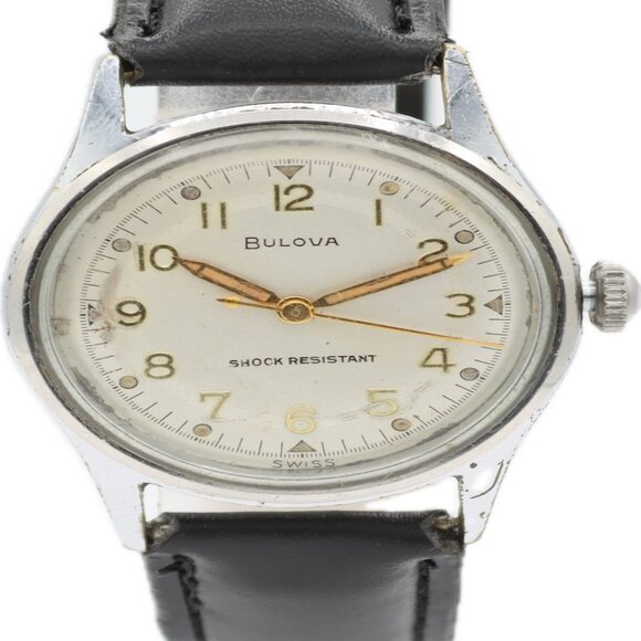 Vintage 32mm Bulova Watertite Men\'s Mechanical Wristwatch Swiss Base Metal main image 4